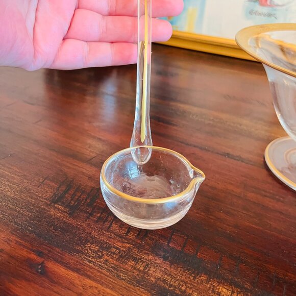 Vintage Gold Rimmed Compote Nut Candy Dish w/ Ladle Cottagecore Traditional MCM - Picture 7 of 10